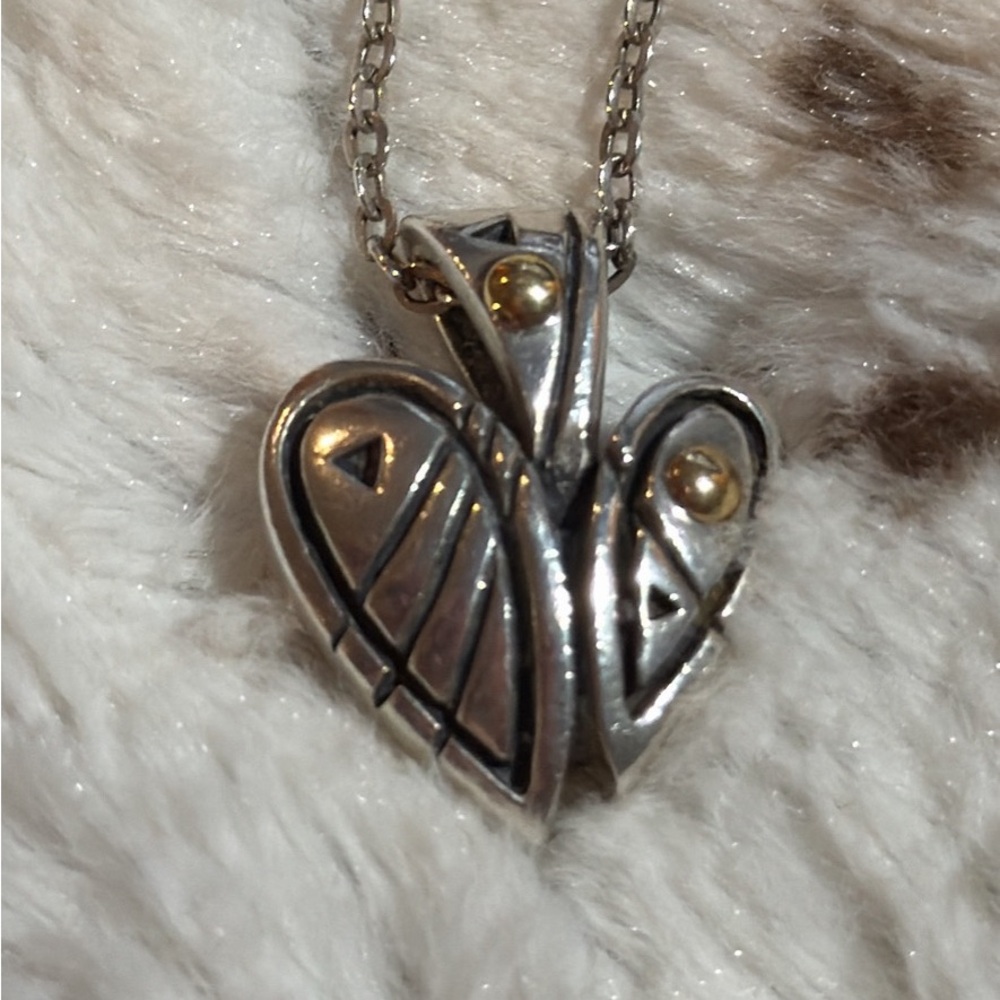 Elegant Silver and Gold Heart Pendant Necklace